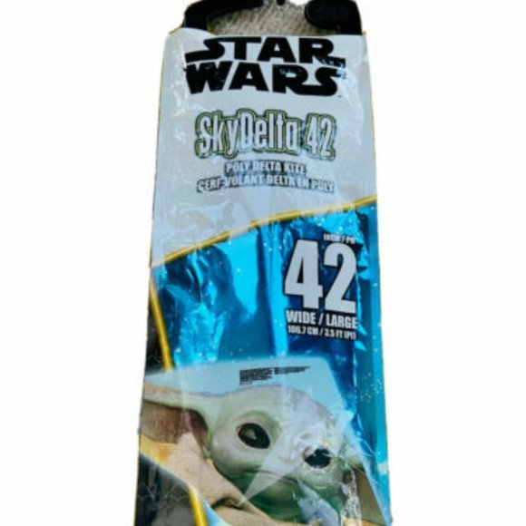 KITE Disney Star Wars BABY YODA Mandalorian Sky Delta 42" LARGE Poly Rare - Picture 1 of 4